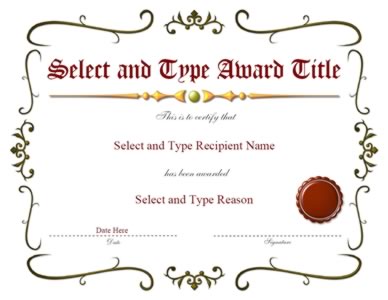 Green Spikey Border With Brown Emblem Certificate Template