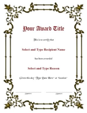 Green Spikey Border Blank Certificate Template-One