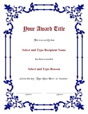 Blue Spikey Border Blank Certificate Template-One