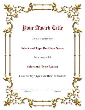Gold Spikey Border Blank Certificate Template-One