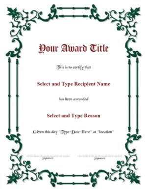 Green Spikey Border Blank Certificate Template-Two