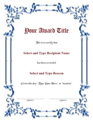 Blue Spikey Border Blank Certificate Template-Two