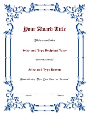 Blue Spikey Border Blank Certificate Template-Two