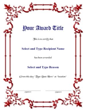 Red Spikey Border Blank Certificate Template-One