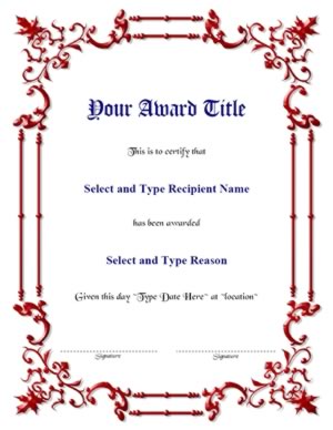 Red Spikey Border Blank Certificate Template-One