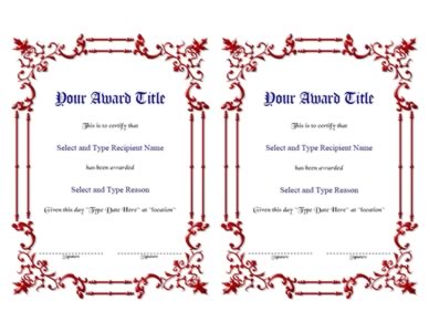 Red Spikey Border Blank Certificate Template Pair-One