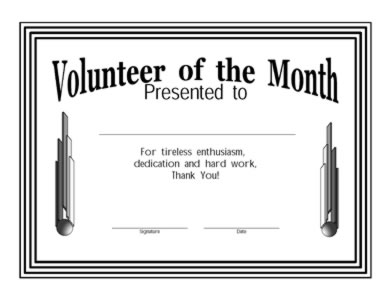 Volunteer Of The Month Certificate-Two