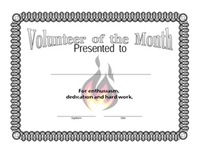 Volunteer Of The Month Certificate-Three