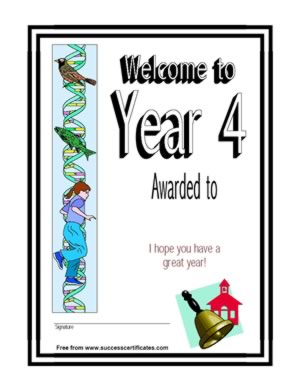Welcome To Year 4 School Certificate - Two