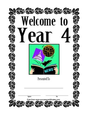 Welcome To Year Four School Certificate - Three