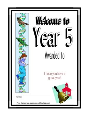 Welcome To Year 5 School Certificate - Three
