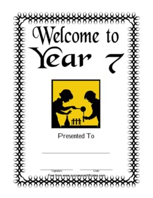 Welcome To Year 7 School Certificate-Two