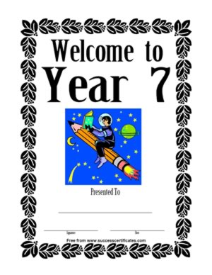 Welcome To Year 7 School Certificate-Two