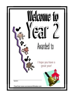Welcome To Year 2 School Certificate-Three