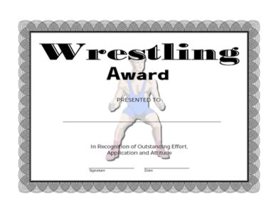 Wrestling Award Certificate